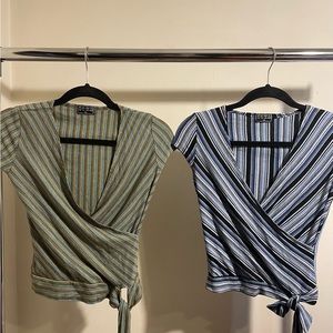 FANG GLAM Asymmetrical Tied Waist Fitted Shirts Bundle size Small